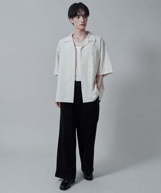 WEGO 【ユニセックス着用アイテム/手洗い可/SETUP可】リネンレーヨンオープンカラーシャツ（S） オフホワイト