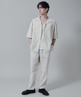 WEGO 【ユニセックス着用アイテム/手洗い可/SETUP可】リネンレーヨンオープンカラーシャツ（S） オフホワイト