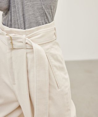BEIGE， 【洗える】PASTEUR / ウエストベルト付きコーデュロイパンツ Ecru