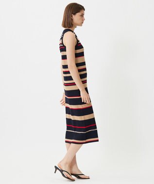 ICB 【洗える】 マルチボーダーワンピース ネイビー系