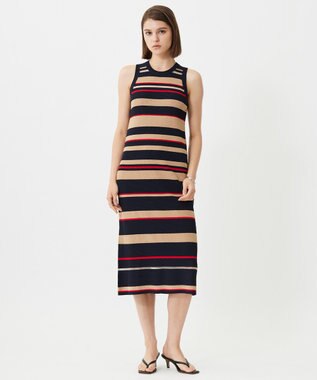 ICB 【洗える】 マルチボーダーワンピース ネイビー系