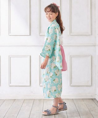ANY KIDS ロング丈 浴衣 セット エメラルドグリーン×アジサイ