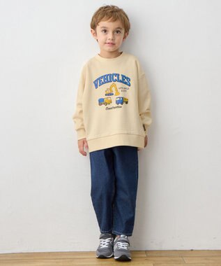 ANY KIDS 車プリント 裏毛トレーナー アイボリー