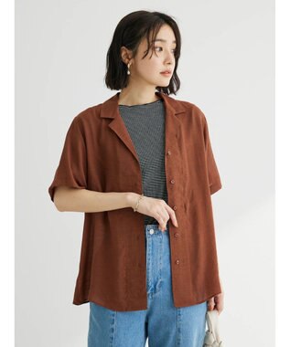 Green Parks ゆったり開襟シャツ Brown