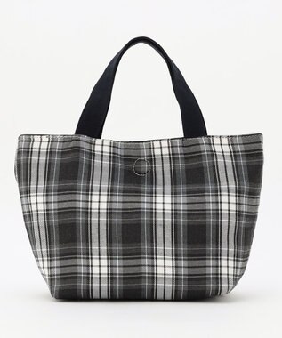 J.PRESS LADIES 【完全受注生産】ポーチ付き キャンバス ミニトートバッグ ネイビー×グレーチェック系