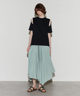 NAVE 【Nave　洗える】プリーツサテン スカート ライトグリーン系