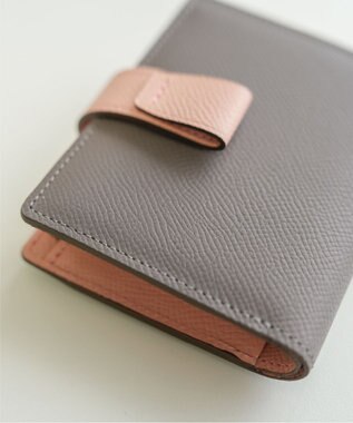 Atelier nuu 日本製 本革 バイカラーnoble 二つ折れウォレット new!グレー×サクラピンク