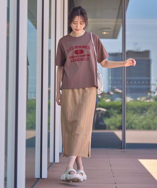 Green Parks 汗染み防止ボックスロゴＴシャツ Brown