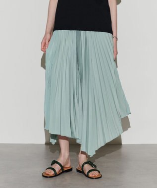 NAVE 【Nave　洗える】プリーツサテン スカート ライトグリーン系