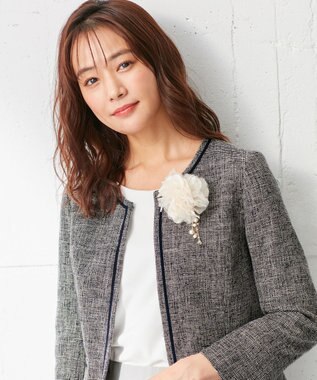 ANY SIS ミニライトボーダー ジャケット シャンブレーネイビー