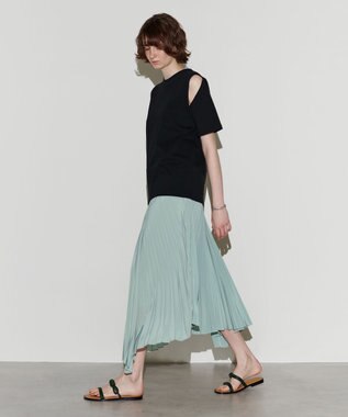 NAVE 【Nave　洗える】プリーツサテン スカート ライトグリーン系