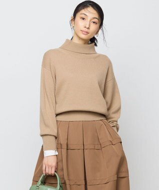組曲 L 【2WAY・WEB限定】ウールカシミヤミックス ハイネックニット ベージュ系