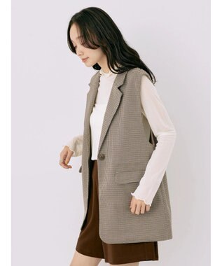 earth music&ecology テーラードジレ Check Brown