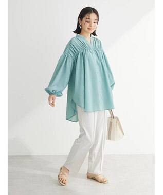 Green Parks シャーリングボリュームスキッパーチュニック Blue Green