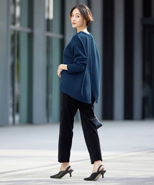 ICB 【洗える】 コーデュロイ テーパードパンツ ブラック系