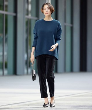 ICB 【洗える】 コーデュロイ テーパードパンツ ブラック系