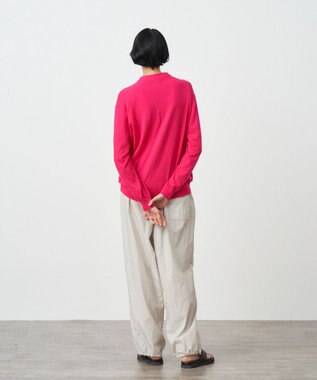 ATON RECYCLED FRESCA COTTON | Vネックカーディガン FUCHSIA