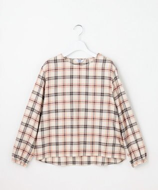 J.PRESS LADIES L コットン 起毛 タータン チェック プルオーバー ブラウス アイボリーチェック系