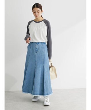 Green Parks シアーラグラン配色プルオーバー Light Gray