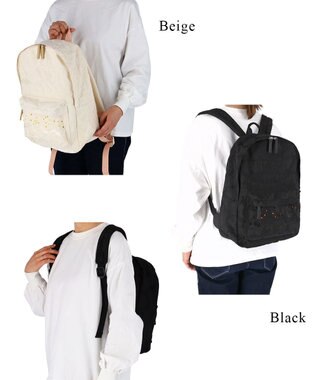 tsumori chisato CARRY スカラップ 刺繍 バックパック リュック A4サイズ対応 ベージュ