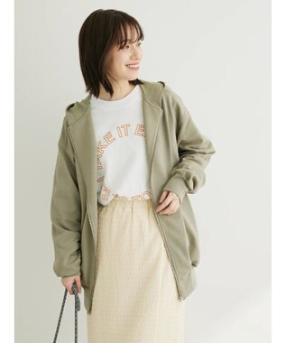 Green Parks コットンＵＳＡミニ裏毛ロングＺＩＰパーカー Khaki