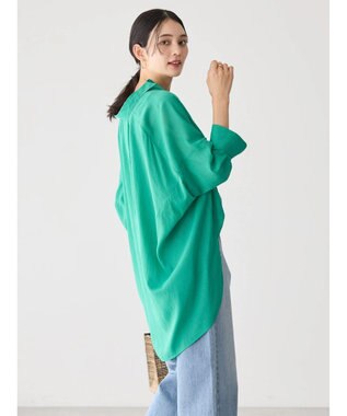 AMERICAN HOLIC 接触冷感５分袖変形ドルマンシアーシャツ Green