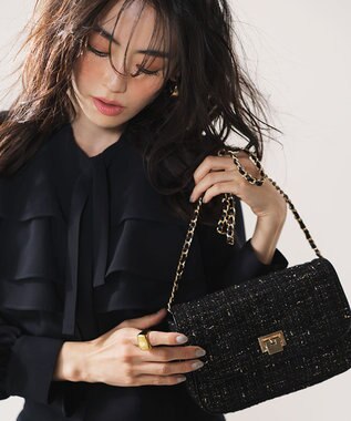 組曲 【KUMIKYOKU NAVY】コンフォータブルドレープ フリルブラウス ネイビー系