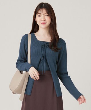 ANY SIS 【2SET】リボンカーデツイン ニット ダークブルー