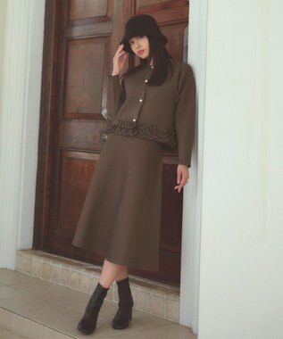 Feroux フリル ニット セットアップ ダークブラウン系