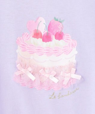 ANY KIDS 袖レース ケーキプリント Tシャツ ラベンダー
