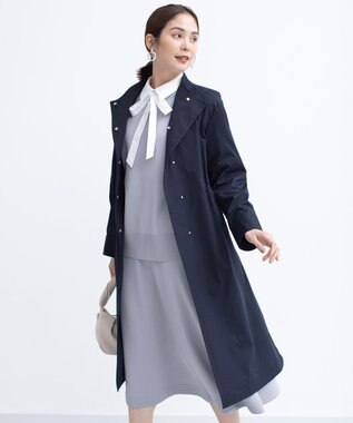 組曲 L 【WEB限定】コットンライクツイル スタンドネックコート ネイビー系