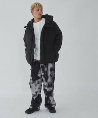 WEGO カラーブロックパテッドフードブルゾン ブラック