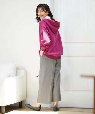 ANY 【ウエストゴム/ストレッチ/裏起毛】シークレットウォーム　ワイド ベージュ千鳥