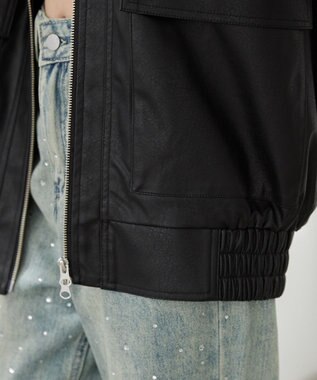 WEGO ヴィンテージライクPUフライトジャケット ブラック