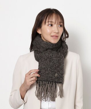 MOONBAT FURLA(フルラ）ループヤーン ツイード調ラメ入り ストール アルパカ混 日本製 ダークブラウン