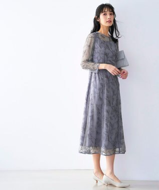 ANY SIS 【Lily Calin】グレースフラワー ドレス ブルーグレー