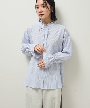 Green Parks フリルカラーインナーシャツ Stripe