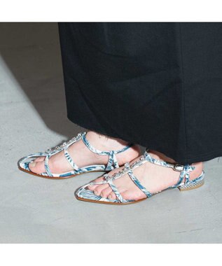 MODE ET JACOMO <MODE ET JACOMO>ポインテッドトゥTストラップサンダル アイボリーキジ