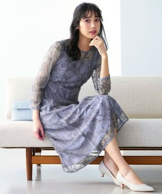 ANY SIS 【Lily Calin】グレースフラワー ドレス ブルーグレー