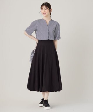 ANY SIS L 【洗える】ピケチェックT ブラウス ブラック系3