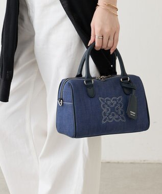 russet 【刺繍モノグラム】デニム2WAYミニボストンバッグ(CE-1773) Indigo