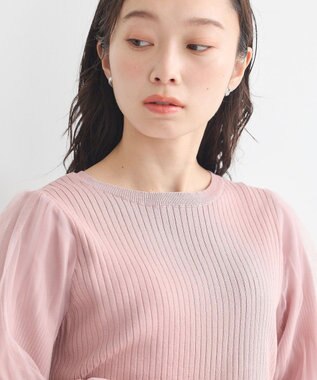 earth music&ecology マジョリカプリーツチュールニットプルオーバー Pink Beige