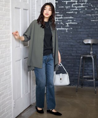 ANY L 【洗濯機可】バックプリーツシャツ チャコール