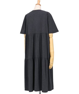tsumori chisato SLEEP ツモリチサト ワンピース 5分袖 半袖 ルームウエア 綿混ベア天竺 ロング丈(ふくらはぎ付近) レディース UNT156 /ワコール ブラック