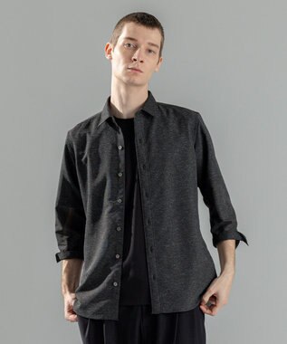 JOSEPH HOMME 新型・新素材【軽量/通気性/清涼感/洗える/ストレッチ】レノクロスストレッチ　7分袖レギュラーカラーシャツ ブラック系