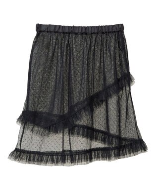 earth music&ecology ドットチュールスカート Black