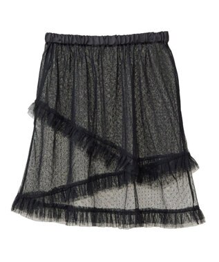 earth music&ecology ドットチュールスカート Black