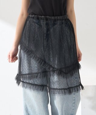 earth music&ecology ドットチュールスカート Black