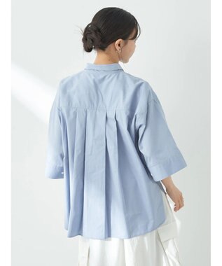 earth music&ecology ワイドスリーブ半袖シャツ Grayish Blue