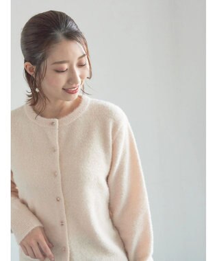 Te chichi ラメシャギークルーネックカーディガン ピンク